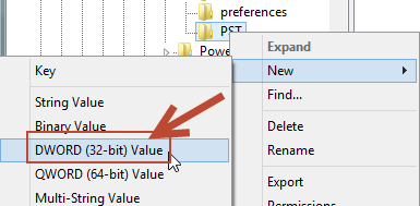 Regedit - New DWORD Value