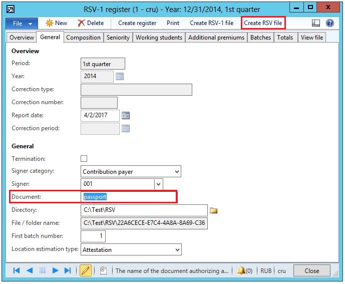 RSV register