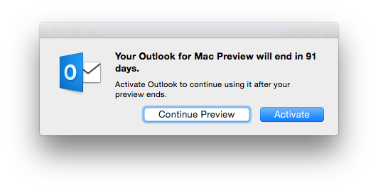 Outlook for Mac Preview end date