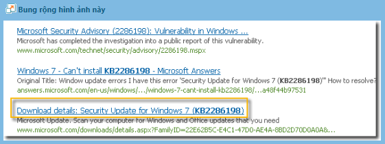 Microsoft Download Center will automatically search for all contents related to the update number you provided. Based on you operating system, select the Security Update for Windows 7.