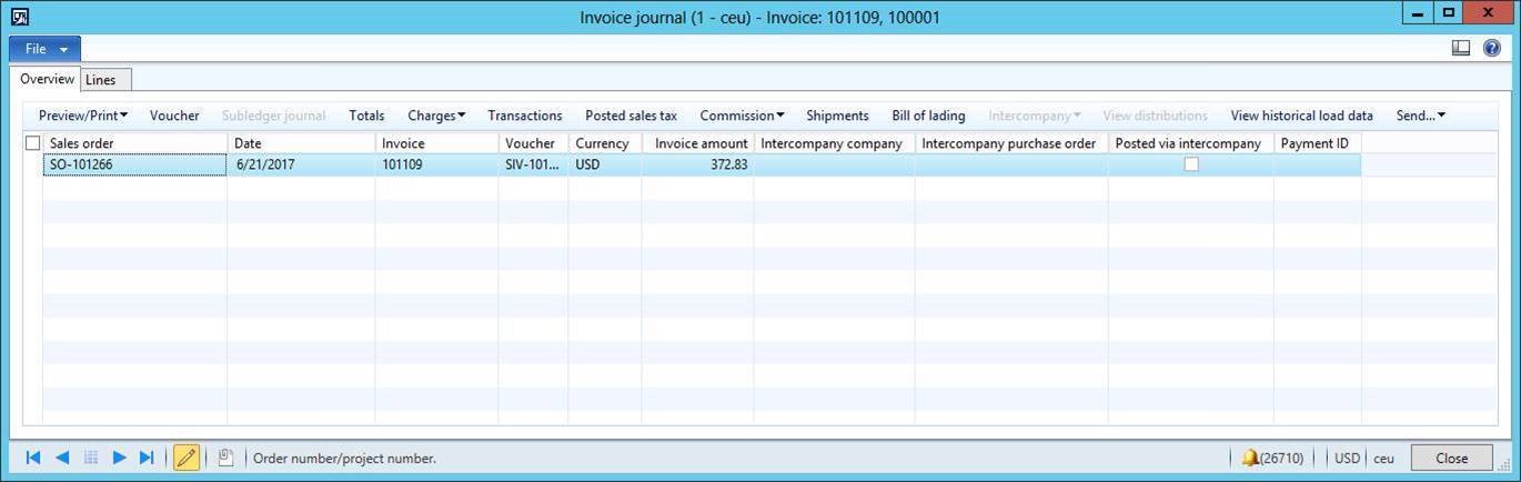 Customer Invoice journal 4033507