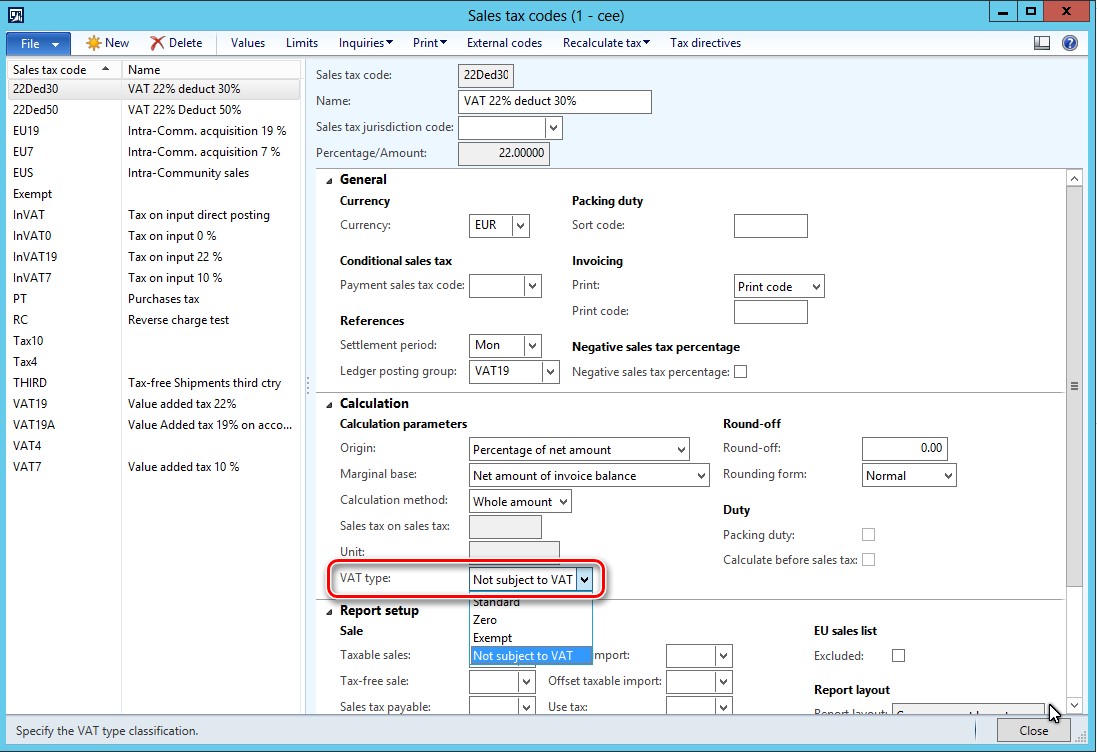 This image shows you to choose a VAT type.