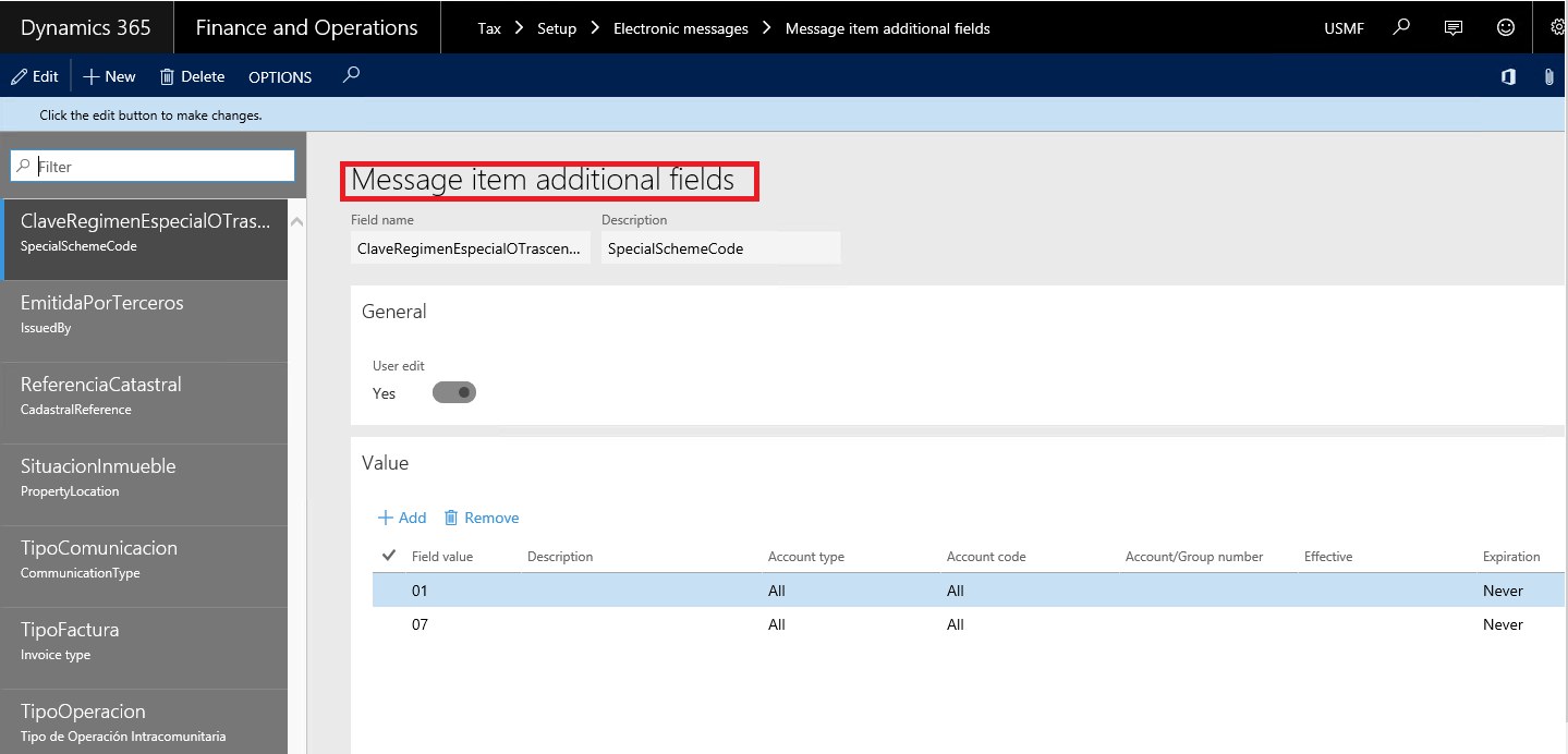 This image shows you how to setup Message item additional fields.