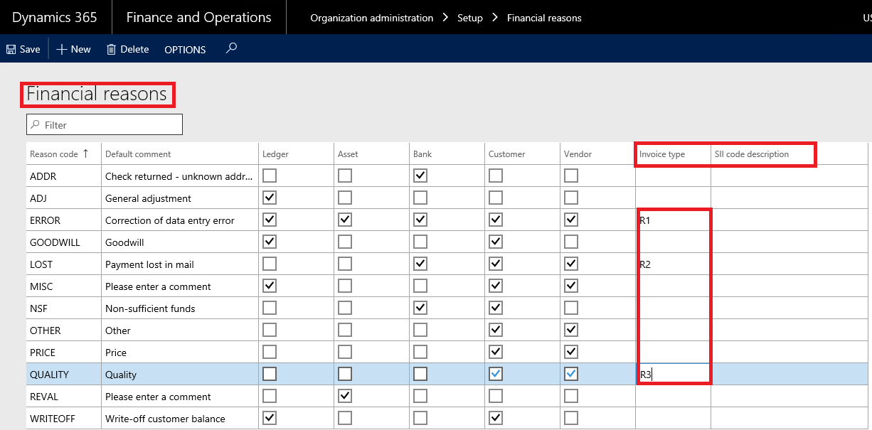 This image shows you how to setup Financial reasons.