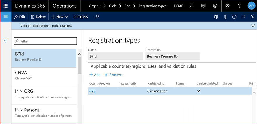 Registration types