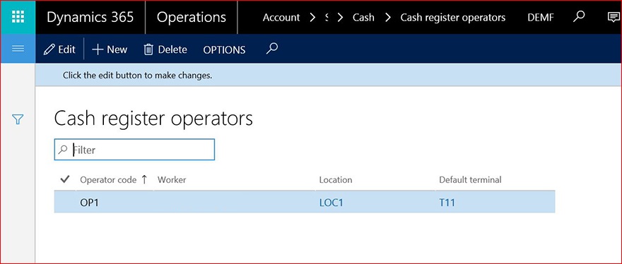 This image shows how to set up a cash register operator.