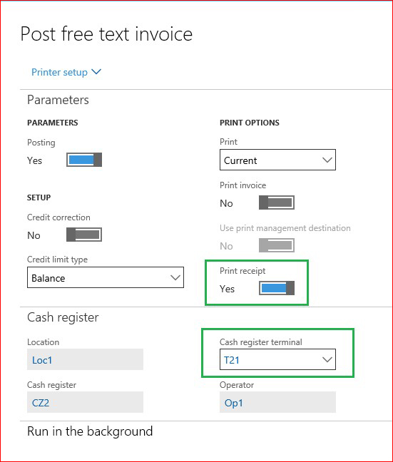 This image shows how to post a free text invoice.