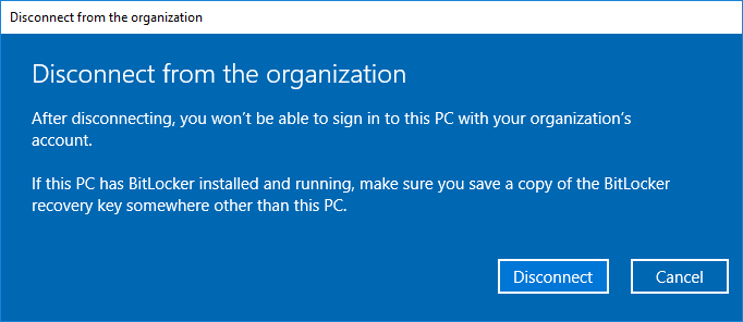 Disconnect from the organization