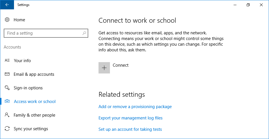 Connect to work or school