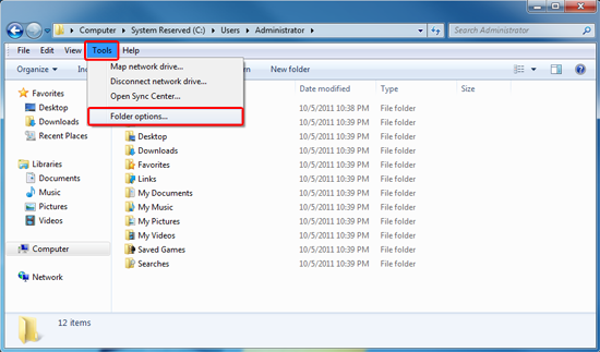 Folder options