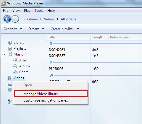 Manage Video library.