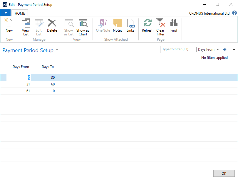 Screenshot of Payment Period Setup