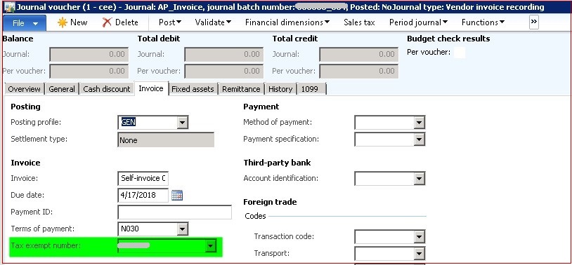 Vendor invoice