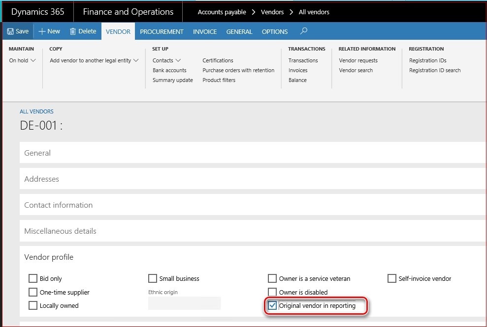 This image shows how to setup customs declarations vendor.