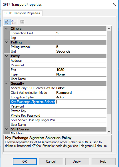 SFTP Transport Properties