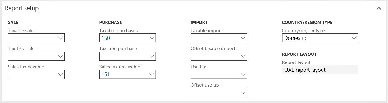 Sales Tax Code reporting setup