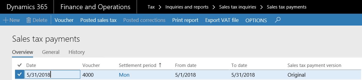 VAT declaration printout