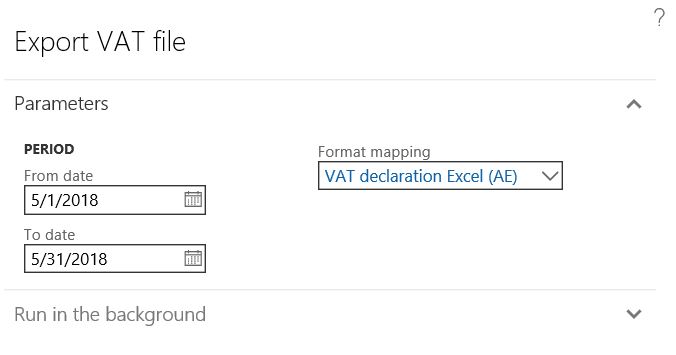 VAT Declaration dialog