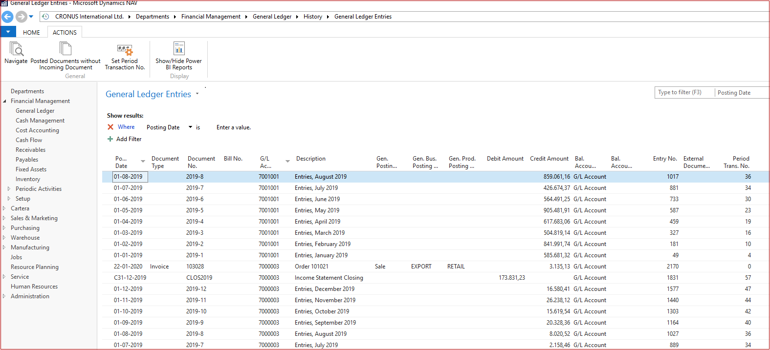 General Ledger Entries