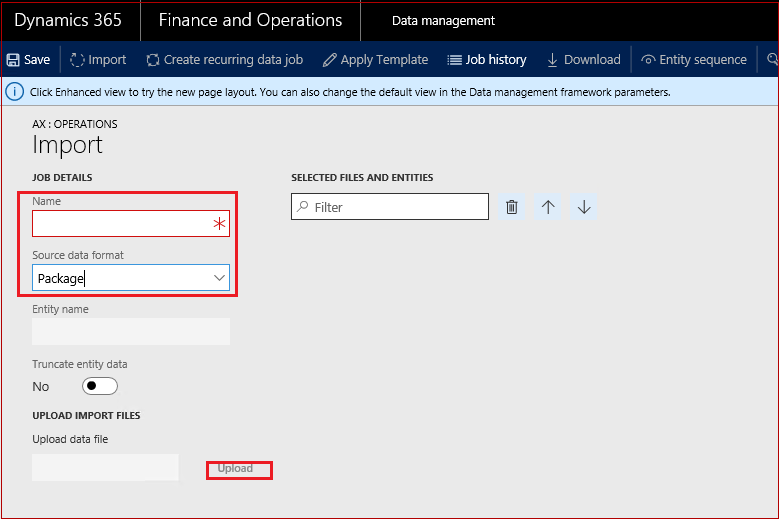 Data entity import