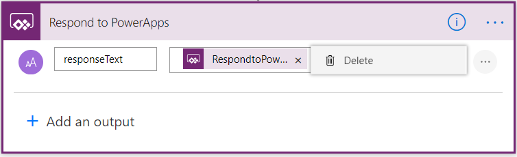 Removing a Respond to PowerApps output in Flow