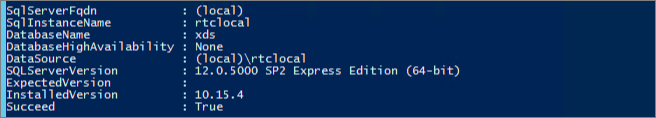 Test-CsDatabase -LocalService after update